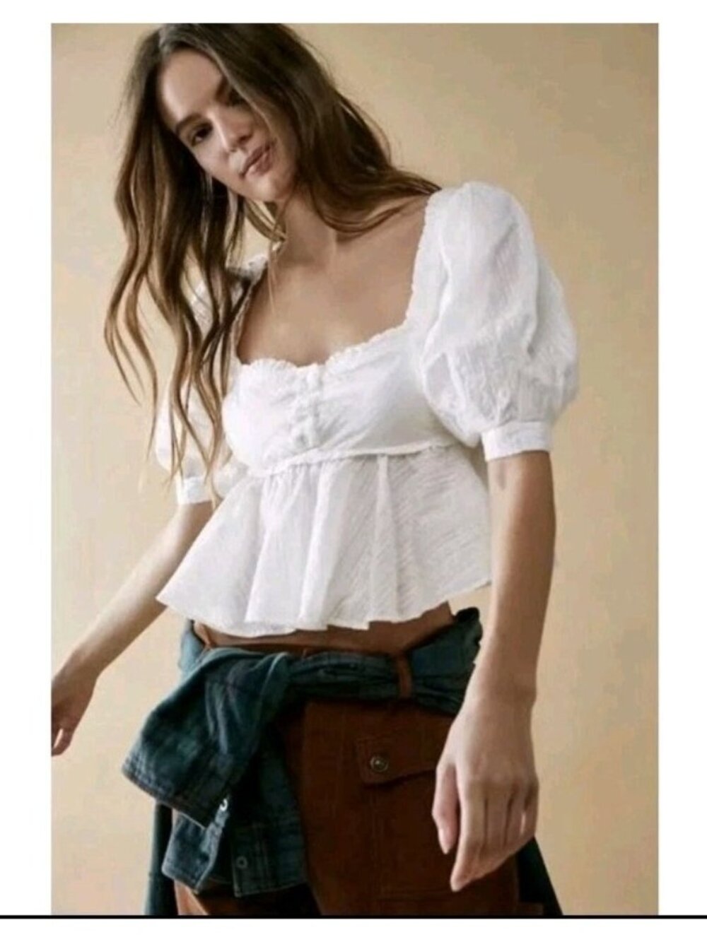 Free People Leave It To Me Babydoll Top Medium Ivory